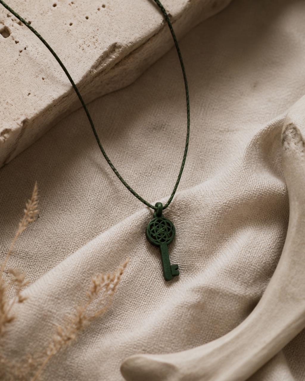 The Eden Key, women's edition — petite 3D printed key pendant on a fine cord